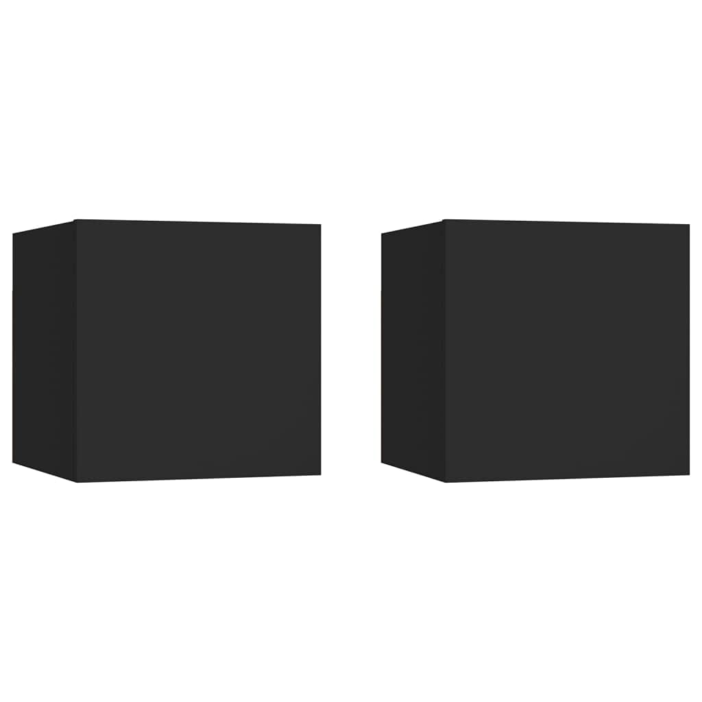 vidaXL 2 pcs Scandinavian Modern Style Bedside Cabinets | Black Engineered Wood | Right or Left Open Door | Easy to Assemble | Ideal for Organized Storage